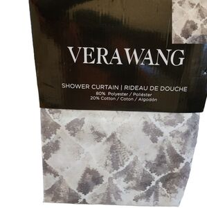Vera Wang Fabric Shower Curtain Gray White Abstract Tile